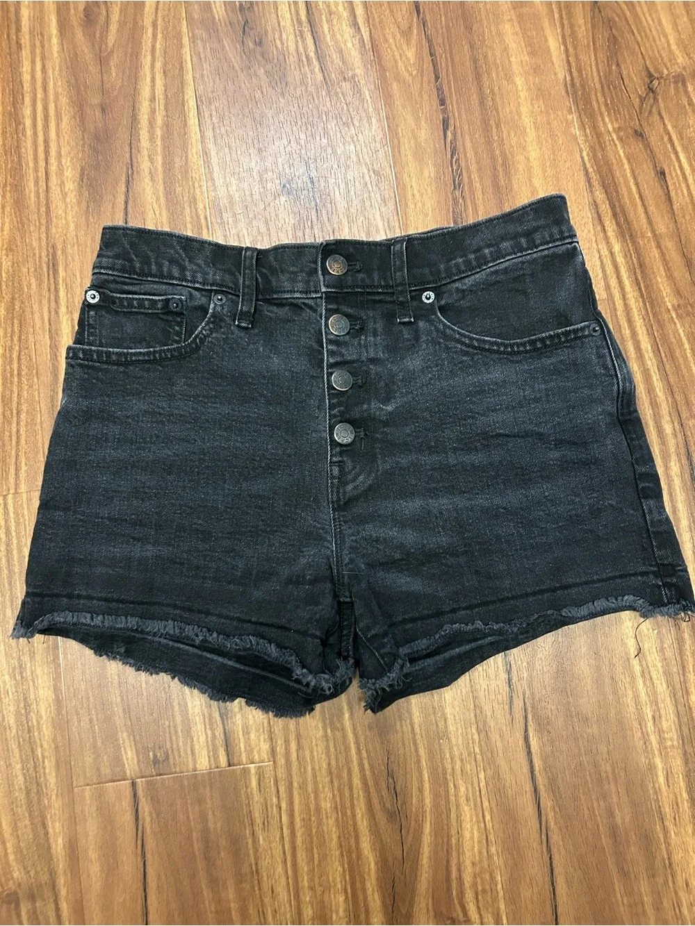 Black High-Rise Button-Front Denim Shorts J.Crew 27